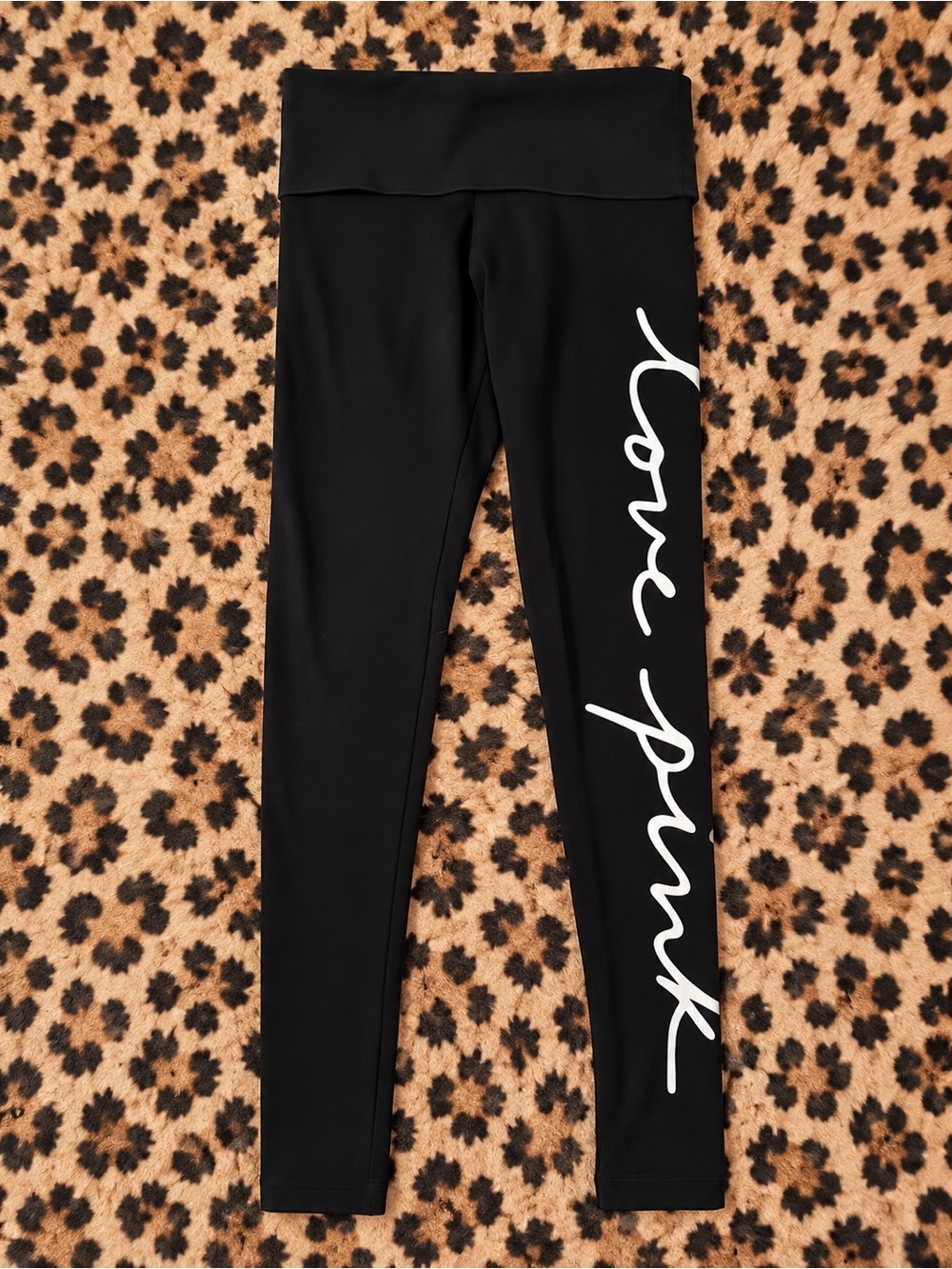 PINK Victoria's Secret Black High-Waist Leggings with White Script